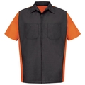 Workwear Outfitters Men's Short Sleeve Two-Tone Crew Shirt Charcoal/Orange, Large SY20CO-SS-L